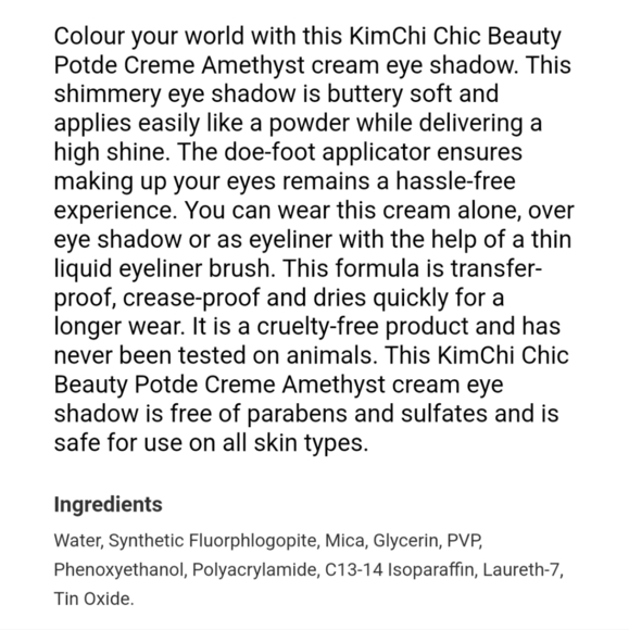 New KimChi Chic PotDe Creme Eyeshadow Amethyst Pink Metallic Cream eyeshadow - Picture 6 of 6